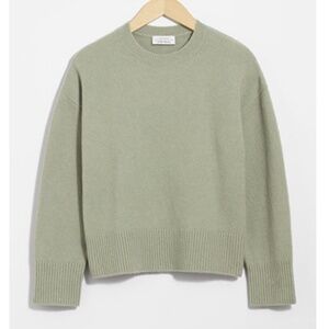 & Other Stories Crew neck grey khaki sweater
